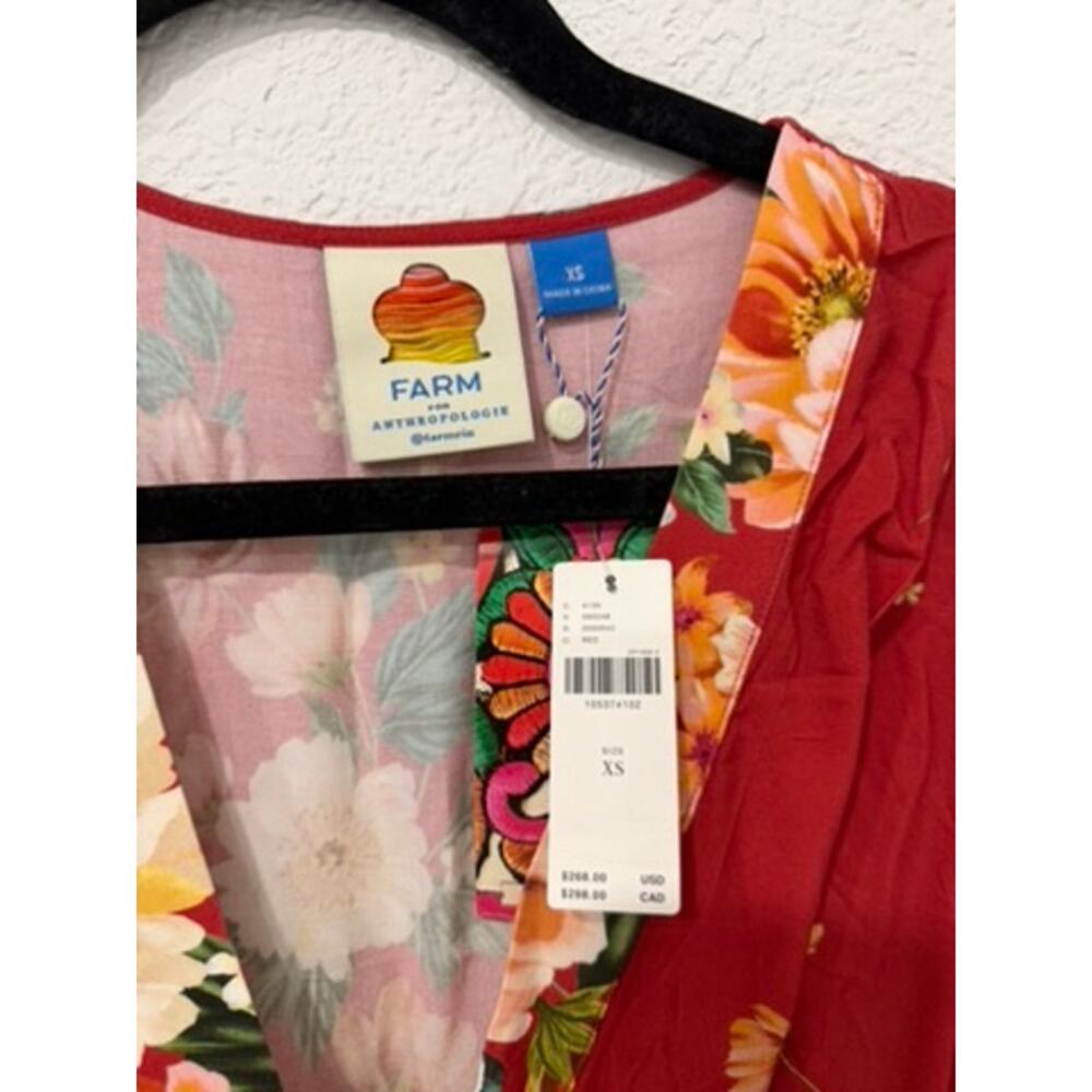 Farm Rio Long-sleeve Floral wrap midi dress - Picture 3 of 4